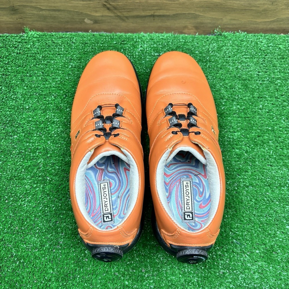 FootJoy Women's DryJoys Boa Shoes Size 7.5 N Orange Ladies Golf With Spikes - Picture 7 of 16